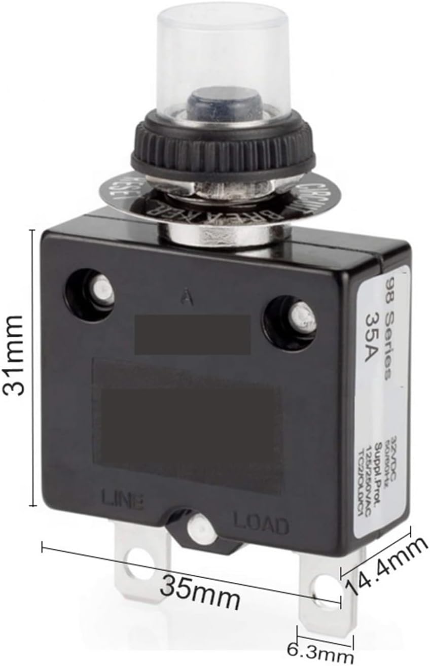 Thermal Circuit Breakers, 98 Series Overload Breaker 1A-100A Button Automatic Reset(4a)