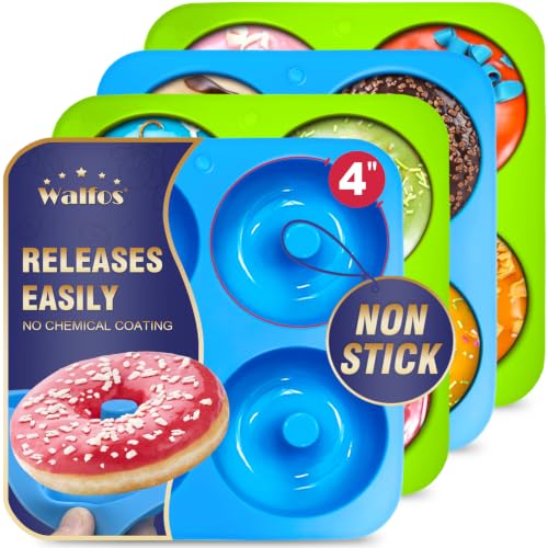 Walfos Full Size Silicone Donut Mold for Baking- 4 Inch