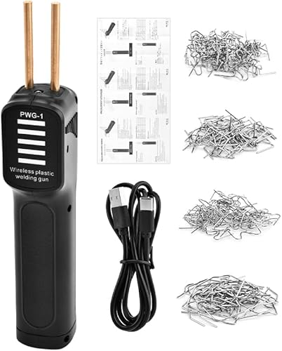 Miniatura 9 de Herramienta de soldadura de plástico inalámbrica de 300 W, kit de soldadura de plástico portátil, grapadora caliente con luz LED, pistola de