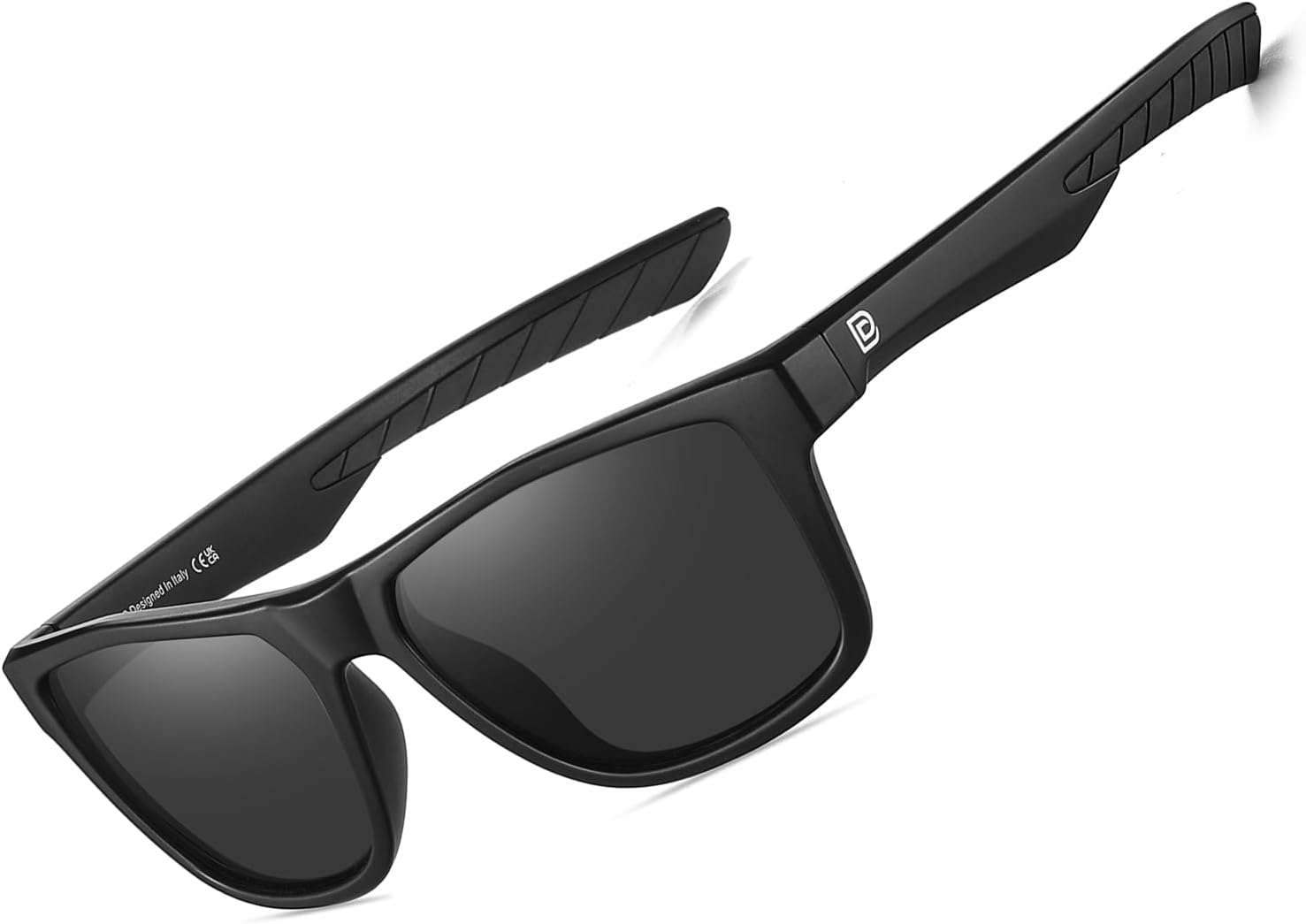 DUCO Polarized Sunglasses for Men Retro Square Shades with UV400 Protection Lightweight for Driving & Running DC6308 (C1 Matte Black Frame Gray Lens)