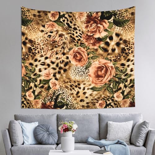Grande tapisserie léopard rayé 152x130 cm l Décoration murale chambre et salon EdWal