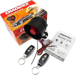 CHADWICK Car Horn Siren Alarm,Universal Car Alarm Security Protection System with 2 Remote Controls,7-Level Sensitivity,12v,Anti-Theft Device,No Thread Trimmin,Non-Destructive Installation (CW-8110)