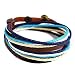 Handmade Multilayer Wraps Colorful Cords Leather Bracelet for Women Men Blue