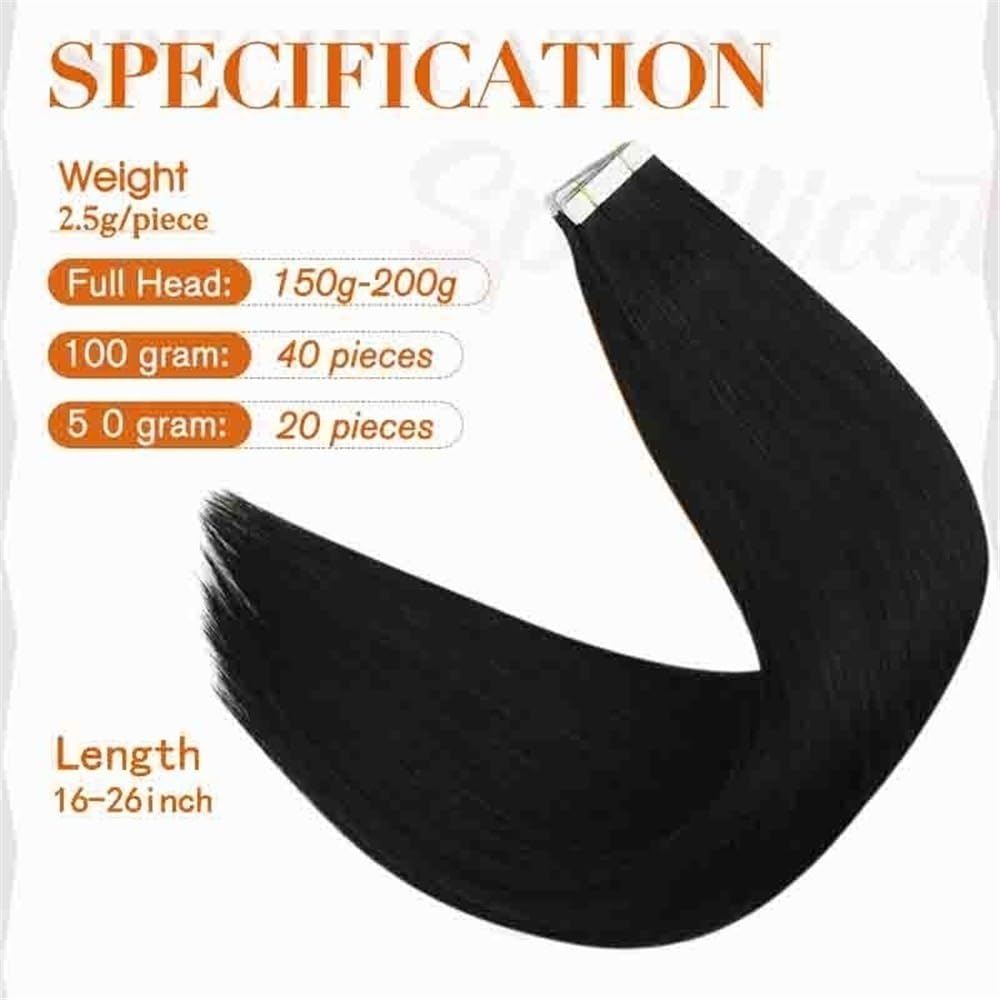 Przedłużanie włosów 16-26 cali Czarne 20 szt. 50 g/opakowanie Proste, bezszwowe, niewidoczne peruki syntetyczne(20 inch)