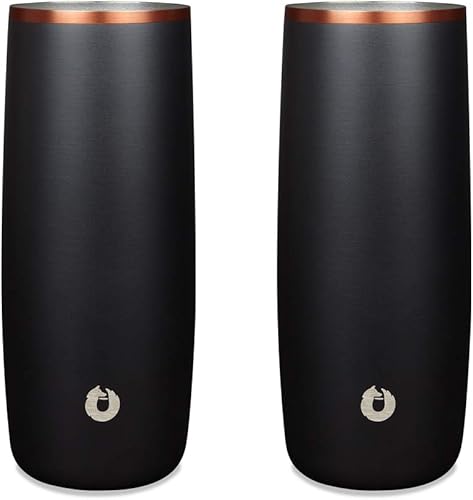 Miniatura 9 de SNOWFOX Vasos de cóctel de acero inoxidable con aislamiento al vacío de alta calidad, juego de 2, bebidas se mantienen frías y frías, vasos térmicos