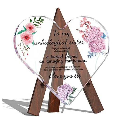 Unbiological Sister Gifts for Women Friendship Birthday Gifts for Bestie Soul Sister Famale Friends Present Clear Acrylic Glass Gift Desk Decor Sign For Home Office