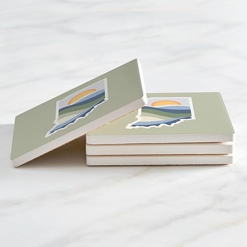 Miniatura 3 de Joyride Home Decor de Indiana Dunes, 4 posavasos de cerámica, 4 posavasos cuadrados de 4 pulgadas, juego de 4, parte trasera de corcho