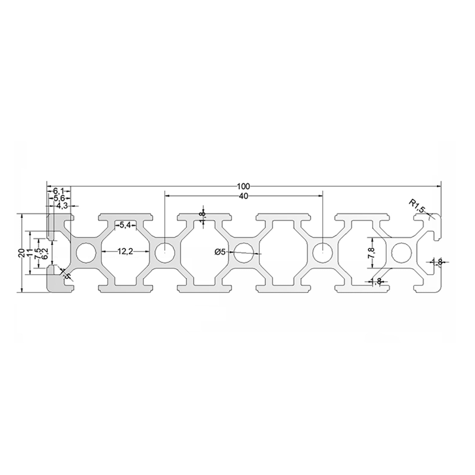 20100 Aluminum Extrusion T Slot 2500mm Long Black 2 Pack, Extruded Aluminum Profile 20 Series European Standard Anodized Linear Rail for 3D Printer Parts and CNC DIY 20 x 100 98.43