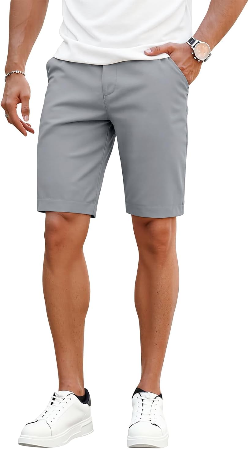 GINGTTO Mens Slim Fit Shorts 9" Inseam Stretch Chino Shorts - Image 3