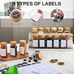 Spice Jars, Spice Avec des jarres Labels-4oz 24pcs, Conteneurs d'épices avec des lides de bambou, contenants assaisonnements avec étiquettes d' Spice imprimées en blanc, organisateur de cuisine, bouteille de spice