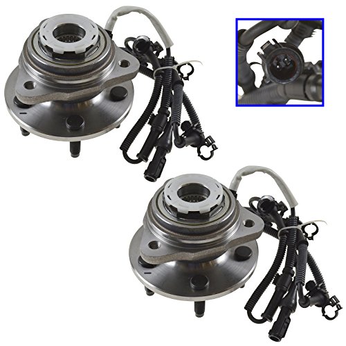 Image of TRQ Front Wheel Bearing and Hub Assembly Set 2 Piece Compatible with 98-99 Ford Ranger Driver and Passenger Side 4WD 4 Wheel ABS 2000 Ranger Driver Passenger Side 4 ABS Pulse Vacuum Hubs