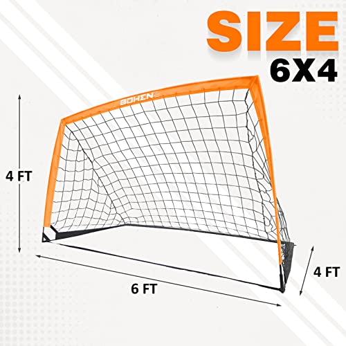 Bohen Portable Soccer Goal For Kids - 6X4Ft Foldable Soccer Net For Backyard Indoor Outdoor With Carrying Bag For Easy Storage And Transportation(6X4Ft, Orange) #TOP1