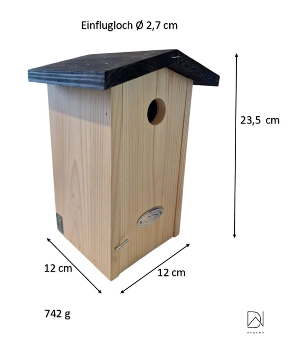 Esschert Design Nichoir Mésange Charbonnière En Bois FSC Avec Toit Cuivre - Luxe Pour Oiseaux Du Jardin