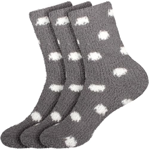 Image of BambooMN Women's Super Soft Fuzzy Socks, Polka Dot, Gradient, Snowflake, Featherlight Cuff - Assorted Colors