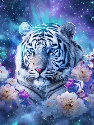 Peinture Diamant 5D Tigre Ciel Étoilé | Kit Broderie XL pour Vos Soirées Détente à la Maison