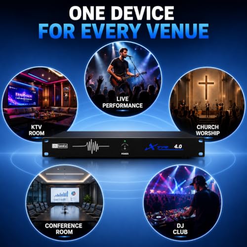 Image of DaBeatz XTR 4.0 Feedback Suppressor, 4 Mic In / 4 Line Out Anti-Howling Processor with Auto Feedback Elimination, Frequency Shift & 24-Bit /96kHz DSP for Stage, Conference, PA System & Karaoke