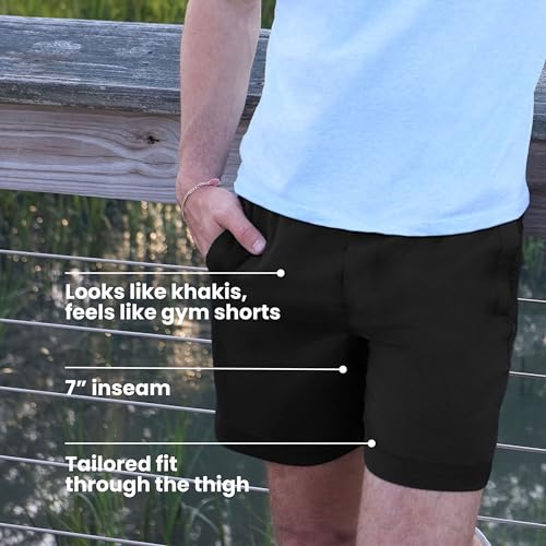 birddogs Mens Khaki Shorts – Casual, Slim Fit, Stretch Shorts with Built-in Liner for Comfort – Regular Length, 7” Inseam2