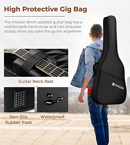 Vangoa Electric Acoustic Guitar 41 Inches 4 Band EQ Cutaway Full Size Electro-acoustic Guitar 4/4 with Beginner Kits, Upgraded, Black