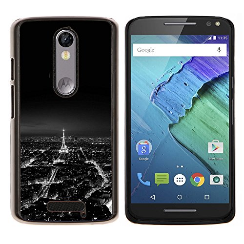 For Motorola Droid Turbo 2 / Moto X Force Case , 'Paris Night View - Colorful Pattern Hard Back Snap-On Cover Case Skin Mobile Phone Shell Bumper