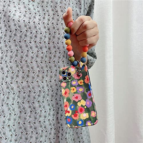 Coque iPhone 11 bracelet perle téléphone chaîne fleur antichoc