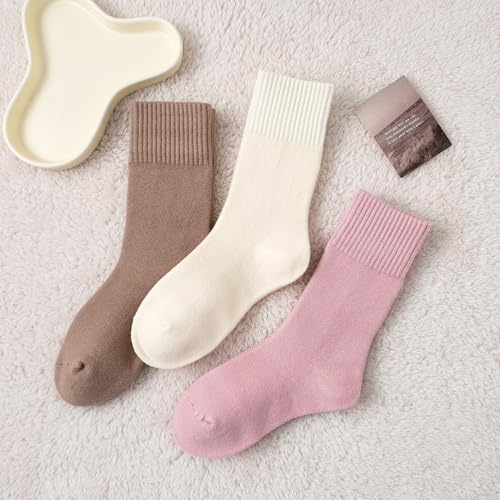 Womens Cozy Crew Socks Winter Knit Thick Soft Warm Socks for Girls 3 Pairs3