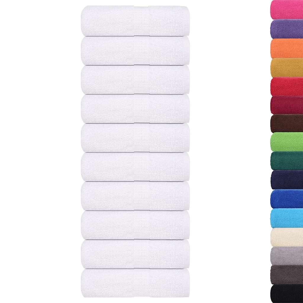 Toallas de invitados, 50 unidades, color blanco, 30 x 50 cm, 360 g/m², 100 % algodón, con trabilla, certificado Öko-Tex, toallas absorbentes para el hogar y el comercio, versátiles