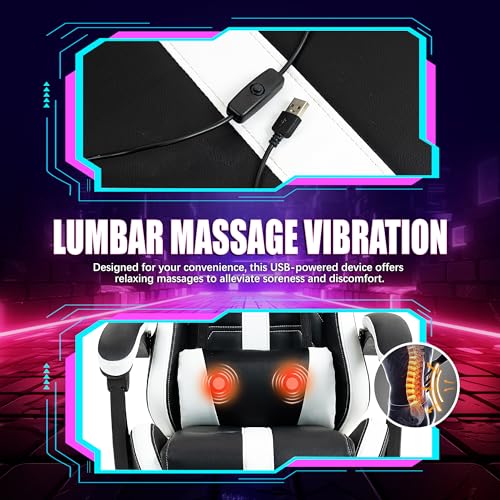 Massage-Gaming-Chair-with-Footrest-Ergonomic-PU-Leather-Computer-Chair-wHeadrest-and-Lumbar-Height-Adjustable-360-Swivel-Desk-Office-Chair-White