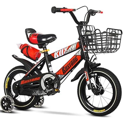 无 Fahrrad für Kinder, Jungen-Mädchen-Mountainbike 12", 14", 16", 18" mit Bremse, Fahrradpedalen, Stützrädern, Korb und Wasserflasche