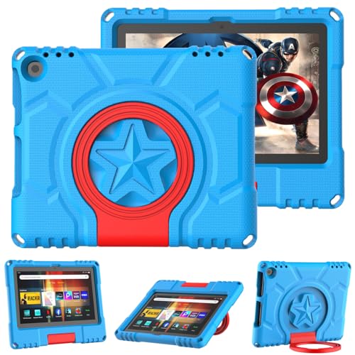 Fire HD 8 Tablet Case for Kids(12th/10th Generation, 2024/2022/2020 Release), Lainergie Lightweight Shockproof Kid-Proof Cover with Convertible Handle Stand Incompatible with Other Older Versions,Blue