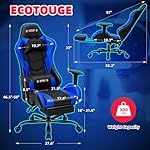 ECOTOUGE PC Massage Gaming Chair with Footrest Ergonomic Office Desk Chair Racing PU Leather Recliner Swivel Rocker with Headrest and Lumbar Pillow, Blue - Image 3