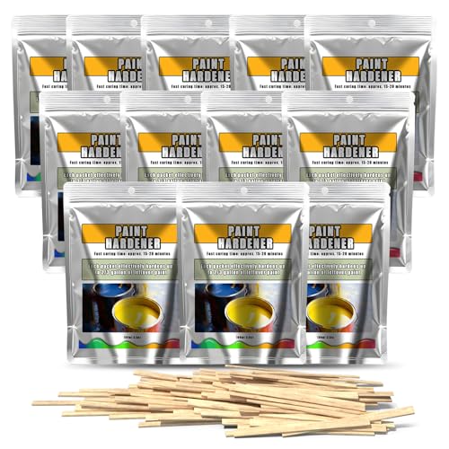 12 Pack Paint Hardener for Disposal - Fast Acting Solidifier for Disposal - Paint Drying Powder for Acrylic & Latex Paint with 12 Pcs 14 Inch Wooden Stir Sticks