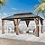 COOS BAY 12x18 Hardtop Gazebo with Aluminum Frame, Galvanized Steel Double Roof Outdoor Pavilion with Netting and Curtains, Dark Brown/Tan