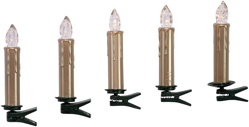 Exclusive Discount 70% Price Kurt S. Adler JEL0903GO 5 Piece LED Gold Candle Set with Clips and Remote Control