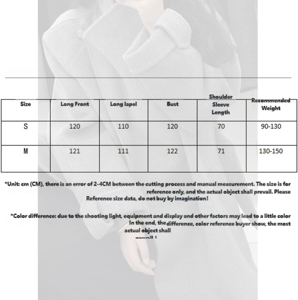 Women's Wool Blend Coat Women's Double-Faced Cashmere Coat Elegant Large Lapel Long Wool Trench Coat Loose Fit Tie Waist