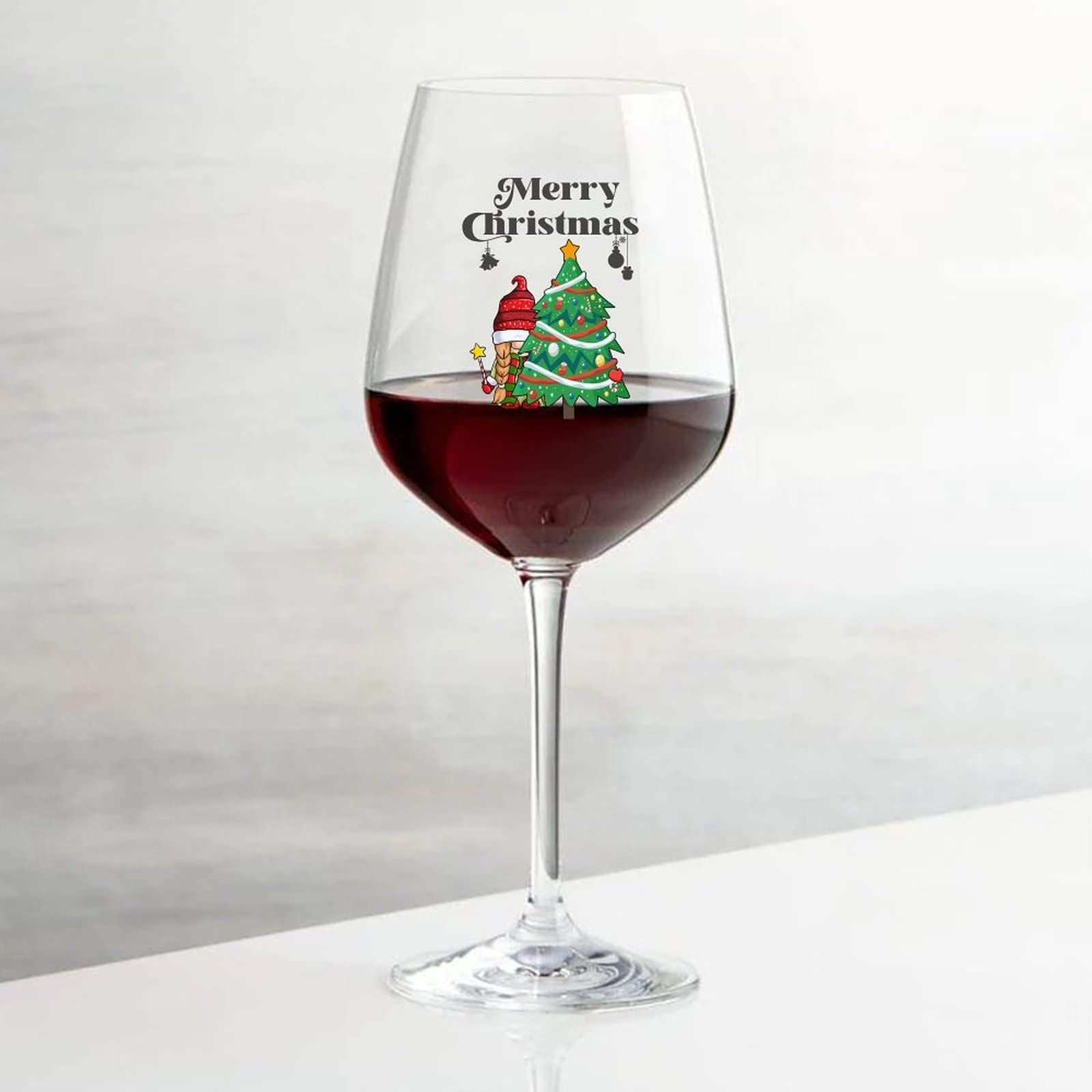 Juego de 2 copas de vino tinto con texto en inglés "Merry Christmas" enanos", 17 onzas, para degustación profesional de vinos tintos y blancos