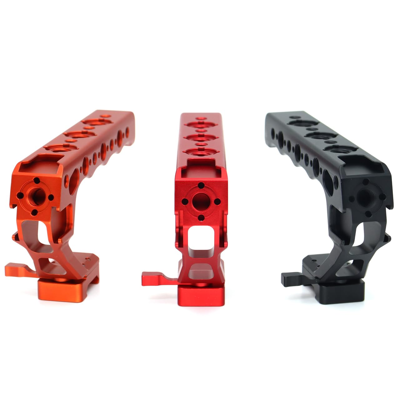 Mango superior de liberacion rapida con 3 zapatas para microfono y luz led 8