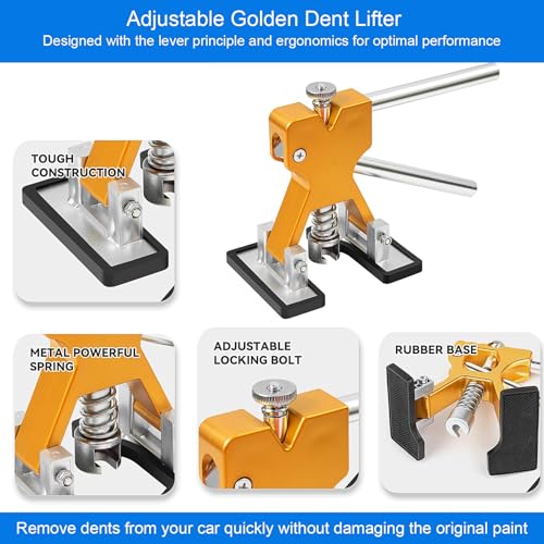 Image of Paintless Dent Repair Kit 59PCS, Dent Puller Kit with Golden Lifter, Bridge Puller, Hot Glue Dent Puller and PDR Tools, Car Dent Repair Kit for Door Dings, Hail Damage and Metal Surface Dents