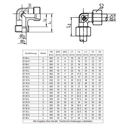 Ermeto Winkel Rohr verschraubung 90° W 18 PL Schneidringverschraubung Ermeto Winkel Rohr verschraubung 90° W 18 PL Schneidringverschraubung