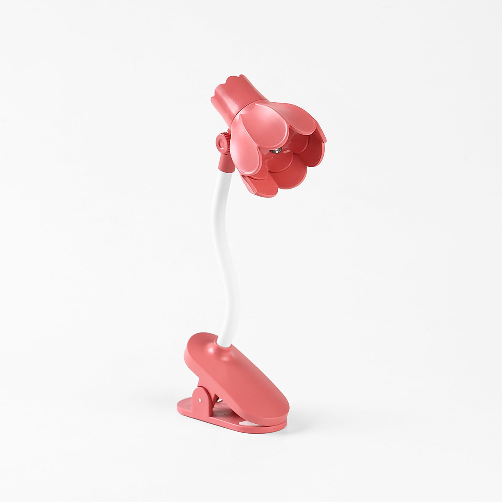 Mini Portable Book Light for Reading, Cute LED Flower Lamp for Girls, Adjustable Clip-on Warm Color Lamp, Battery Operated (Red)