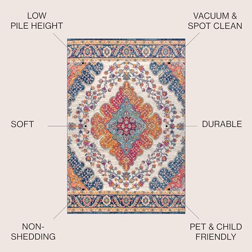 Jonathan Y BMF106A-3OV Bohemian Flair Boho Vintage Medallion Indoor Area-Rug Floral Easy-Cleaning High Traffic Bedroom Kitchen Living Room Non Shedding, 3 X 5 Oval thumb #1