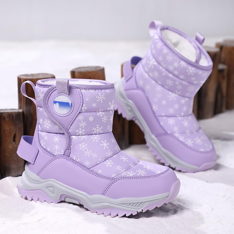 Girls Boys Snow Boots Water-Resistant Outdoor Warm Cozy Anti-Slip Hight Top Winter Shoes for Little/Big Kids4