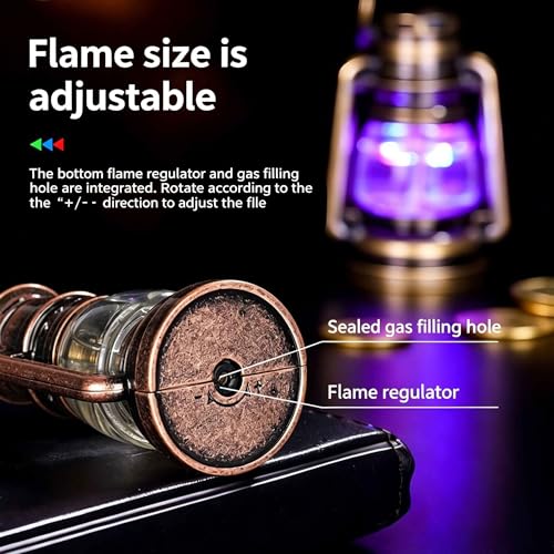 Encendedor vintage para camping y velas con llama resistente al viento 5