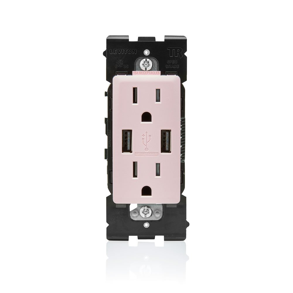 Leviton Renu USB Charger/Tamper-Resistant Duplex Outlet, 15A-125VAC, RUAA1-CA, CafÃ Latte