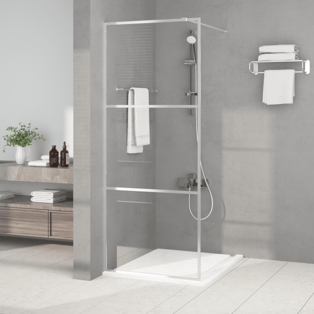 Mampara de ducha de cristal templado plateado 80 x 195 cm con marco de aluminio ajustable para ducha