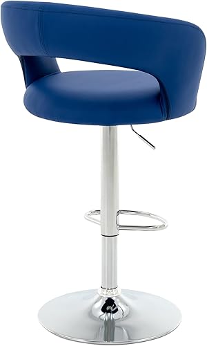 Miniatura 16 de Brage Living Taburete de bar ancho, moderno taburete giratorio ajustable de piel sintética con respaldo hueco y brazos, silla de bar tapizada de