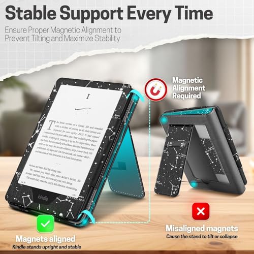 TNP Stand Case for Kindle Paperwhite 12th Generation 2024 / Kindle Colorsoft Signature Edition with Hand Strap - 7" PU Leather Protective Folio Cover with Auto Wake/Sleep, Composition Book Black by TNP Products - Image 8