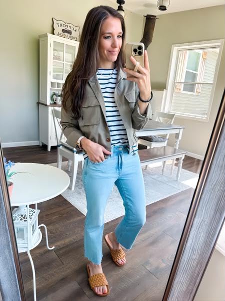 Onedreamer Women's Military Safari Cropped Jackets Button Down Lightweight Oversized Utility Anorak Coat with Pockets - Image 3