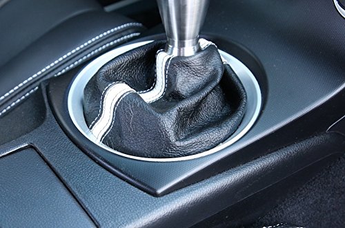 RedlineGoods Shift Boot Compatible with Nissan 350Z 2003-08. Tailor Made - not Universal. Genuine top-Grade Italian Black Suede (Alcantara) with Silver Thread