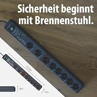 Brennenstuhl Secure-Tec Steckdosenleiste 8-Fach mit Überspannungsschutz und Main Follow Funktion (Mehrfachsteckdose mit 3m Kabel und Schalter) anthrazit – Ansicht 6