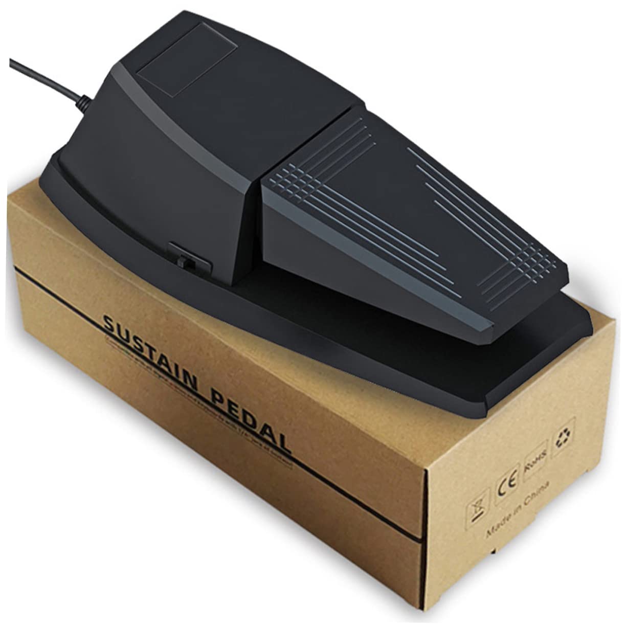 Pedal de Sostenido para Piano Negro de Goma y Abs Portátil | Resistente a Daños, Efecto de Sustain, Durabilidad, Uso Teclado y Midi